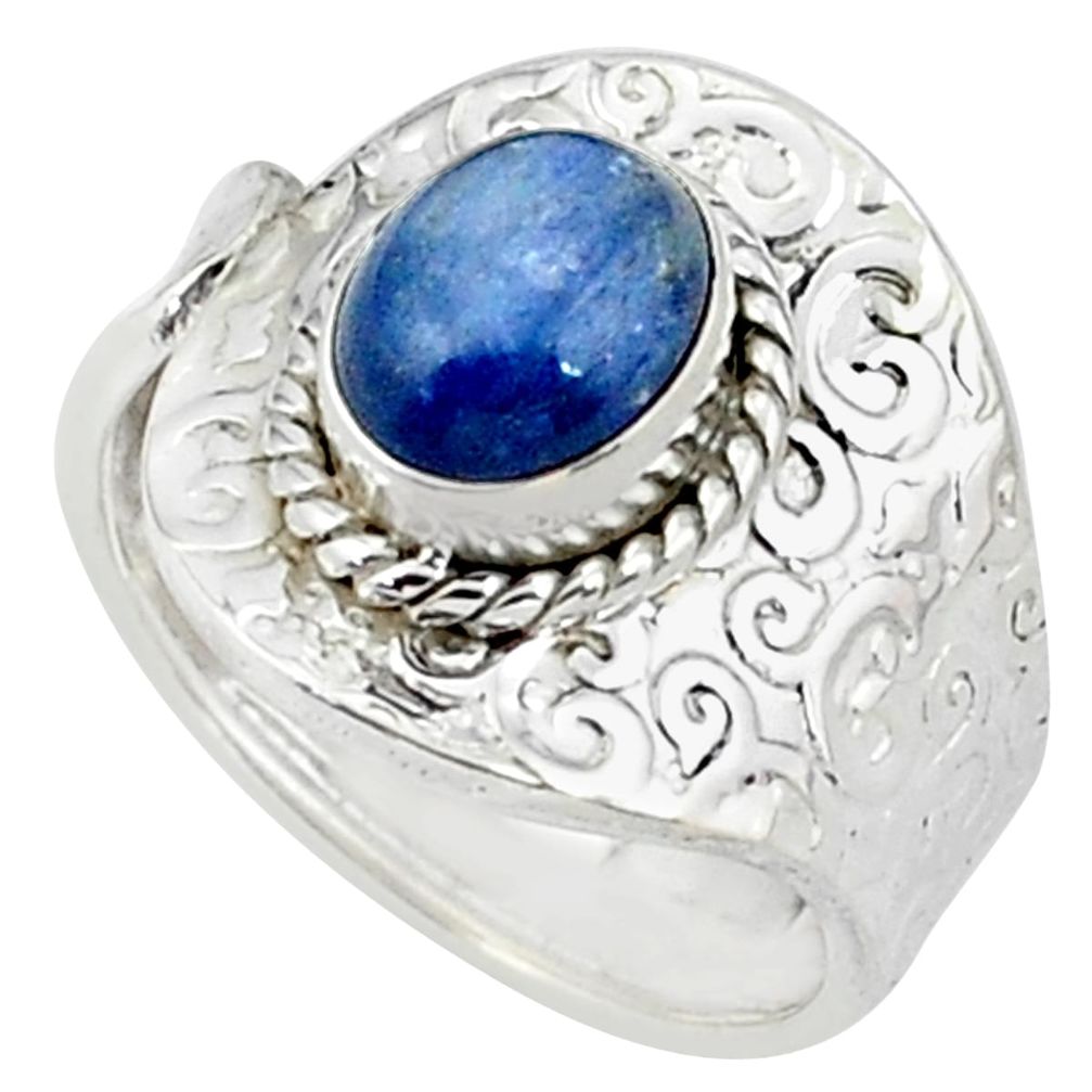 2.44cts natural blue kyanite 925 sterling silver adjustable ring size 8.5 p57109