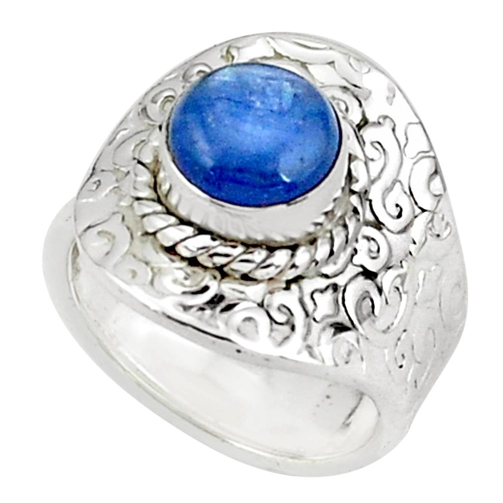2.97cts natural blue kyanite 925 sterling silver adjustable ring size 6.5 p57115