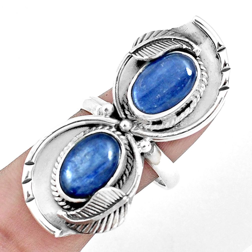 9.43cts natural blue kyanite 925 sterling silver ring jewelry size 9 p42478