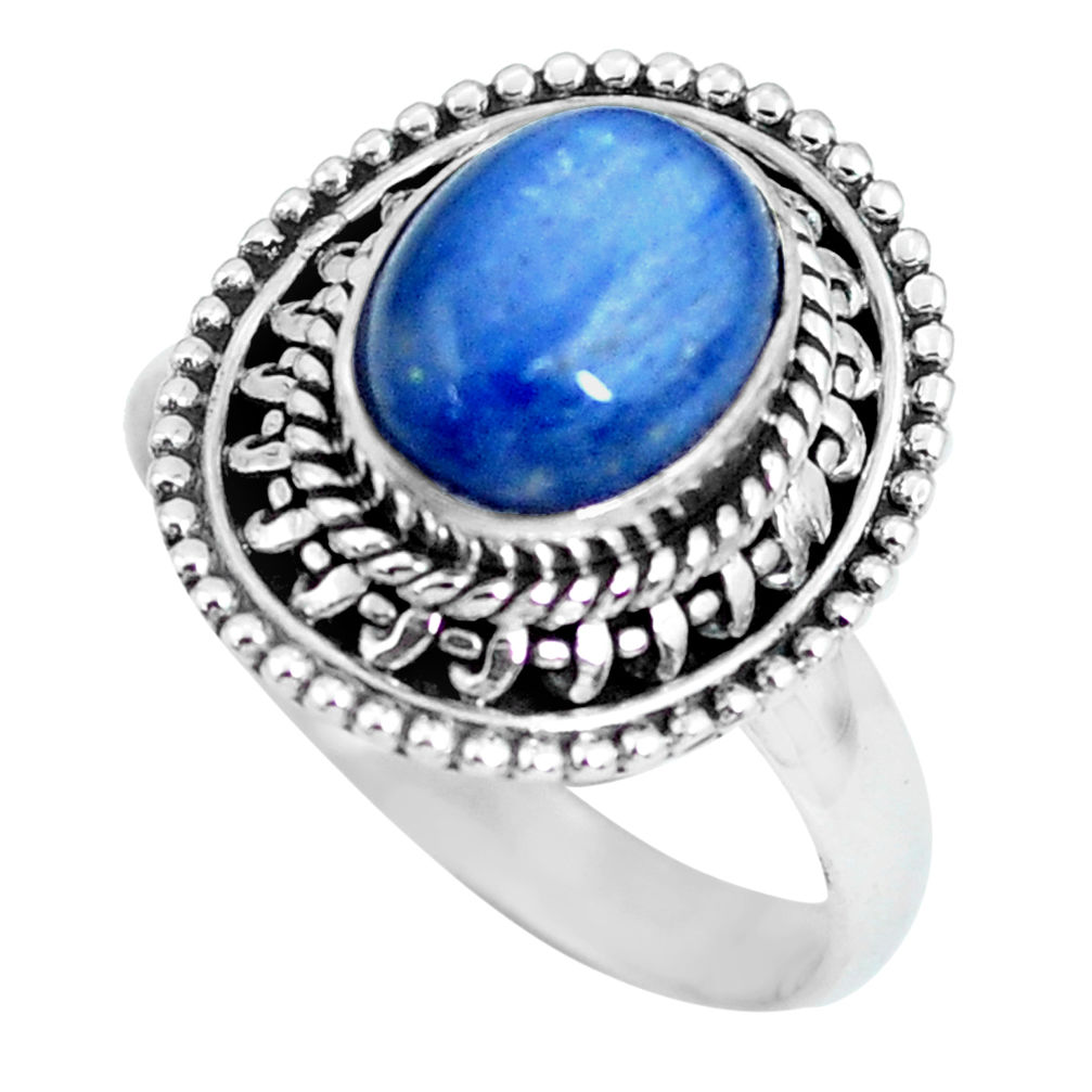 3.19cts natural blue kyanite 925 sterling silver solitaire ring size 7 p63173