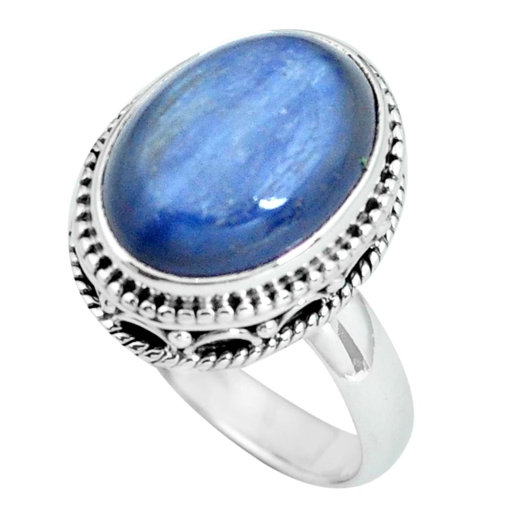 6.48cts natural blue kyanite 925 sterling silver solitaire ring size 7 p67509