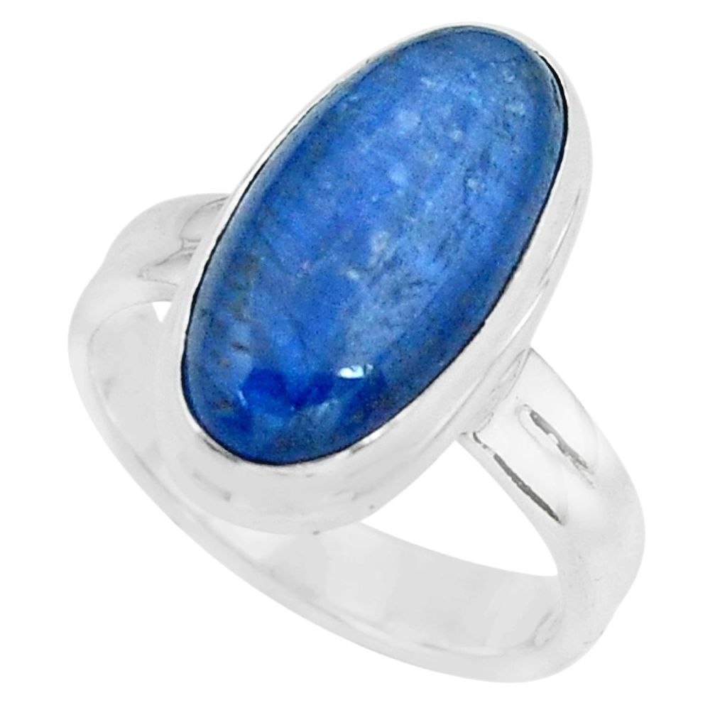 5.82cts natural blue kyanite 925 sterling silver solitaire ring size 6 p68166