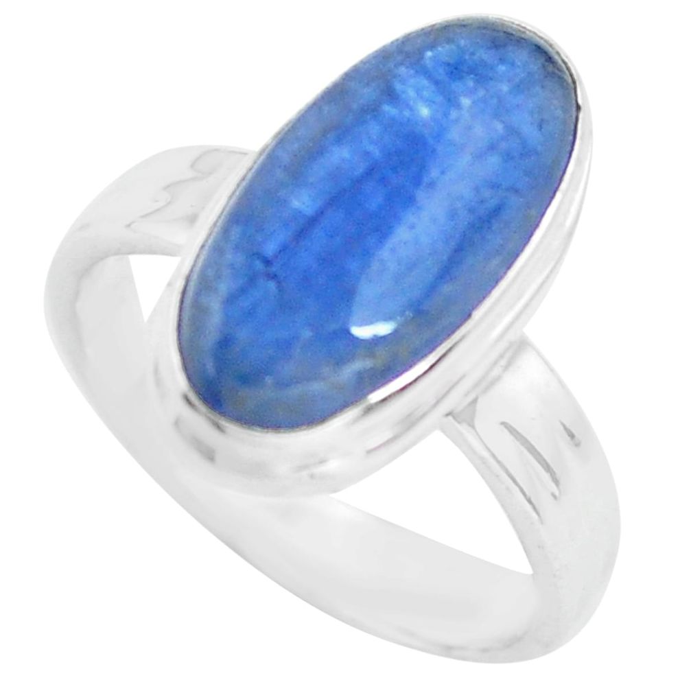 5.79cts natural blue kyanite 925 sterling silver solitaire ring size 7 p72488