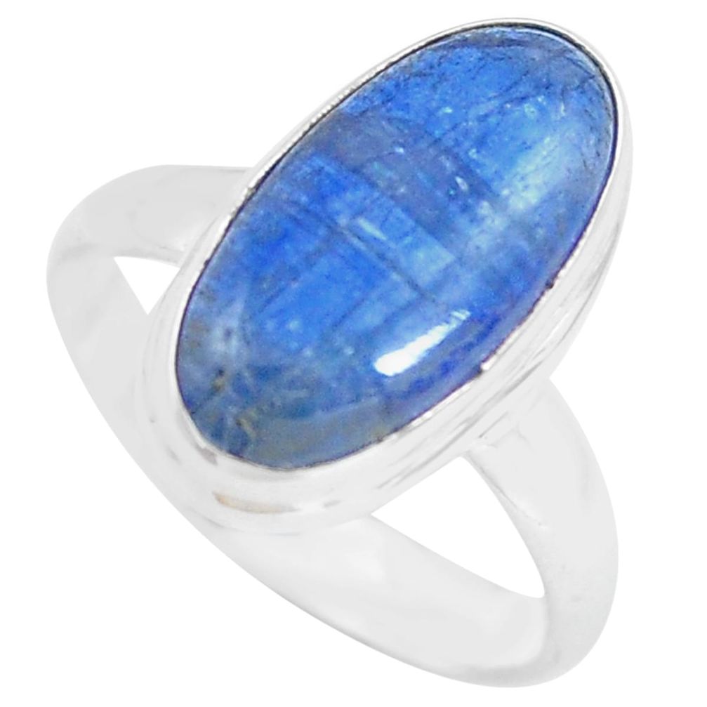 5.53cts natural blue kyanite 925 sterling silver solitaire ring size 7 p72496