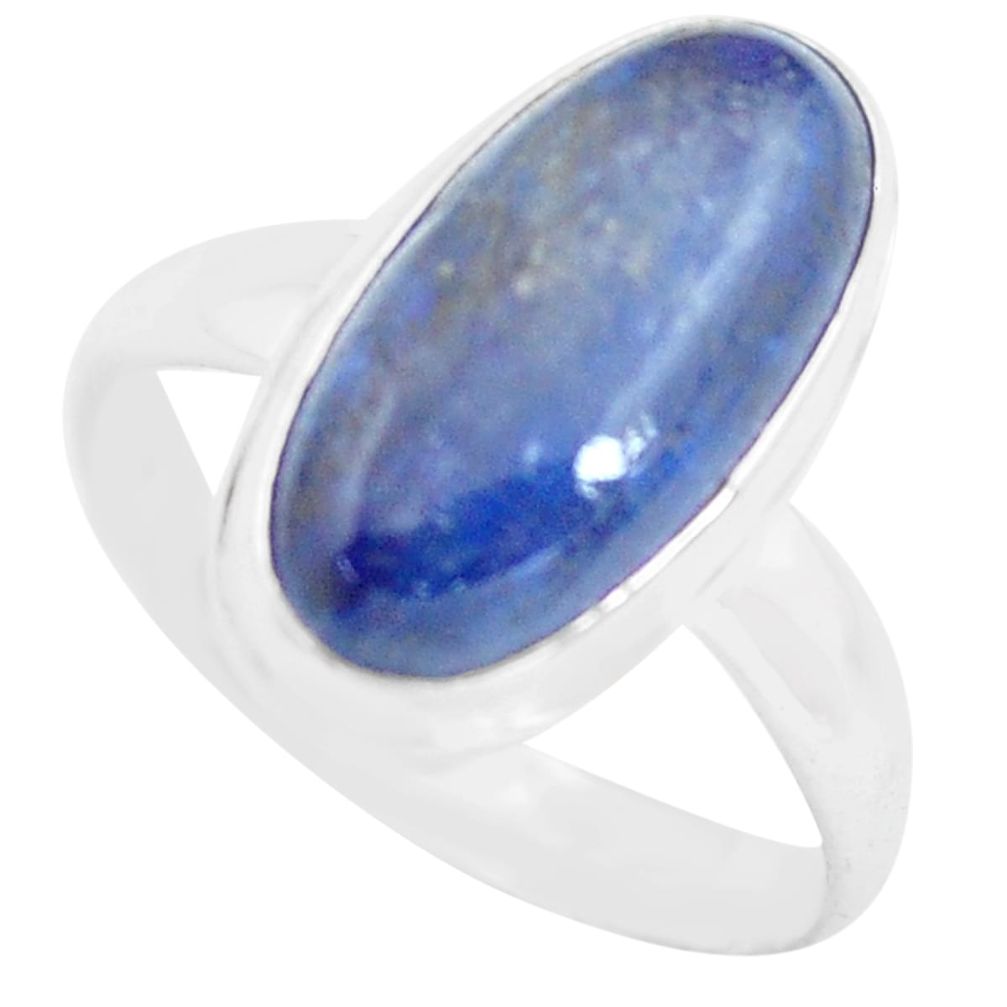 5.79cts natural blue kyanite 925 sterling silver solitaire ring size 7.5 p72497