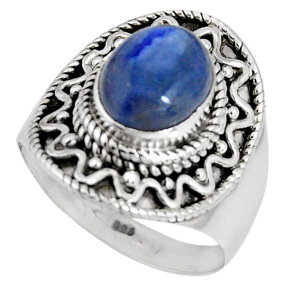 4.55cts natural blue kyanite 925 sterling silver solitaire ring size 7.5 p90563