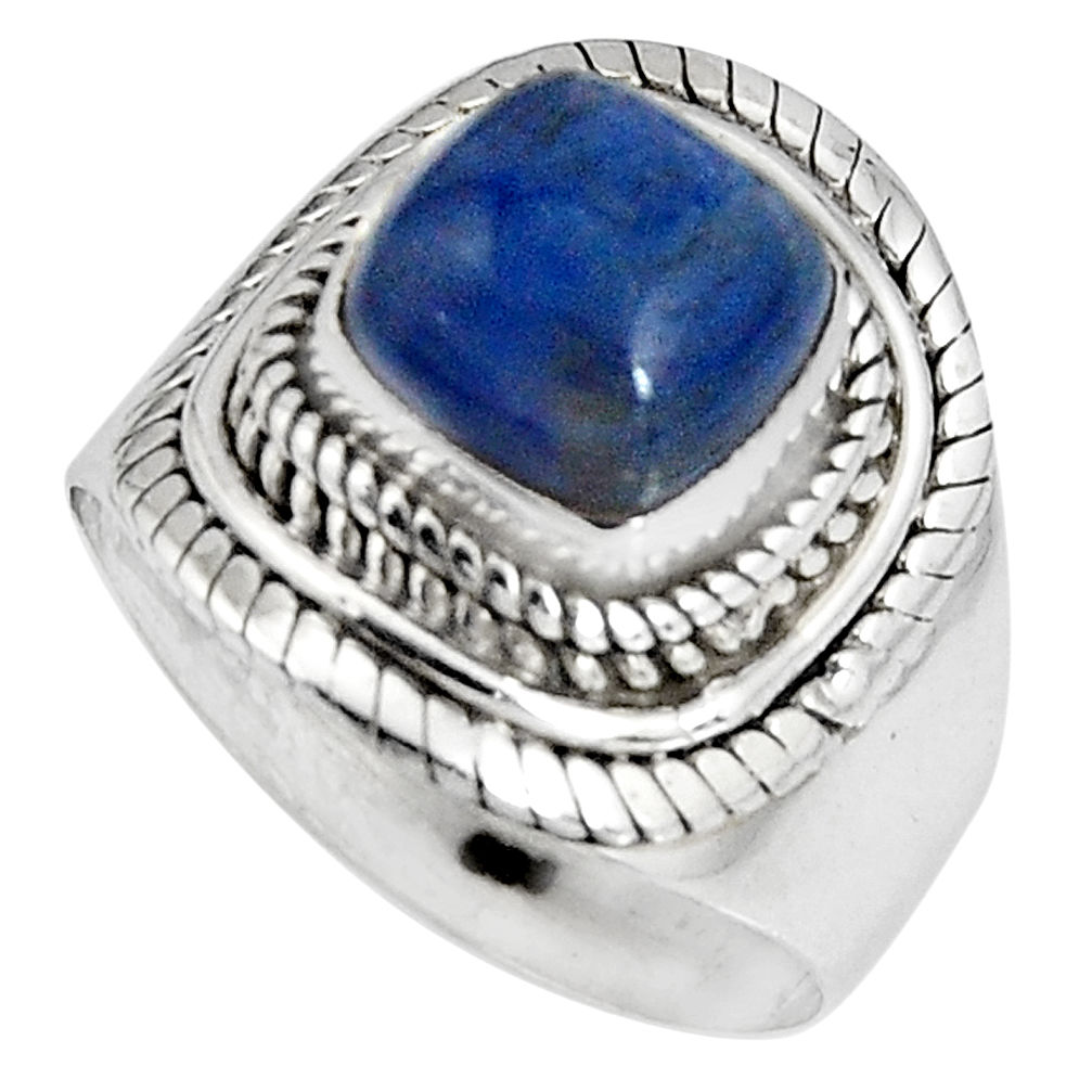 3.52cts natural blue kyanite 925 sterling silver solitaire ring size 6.5 p90565