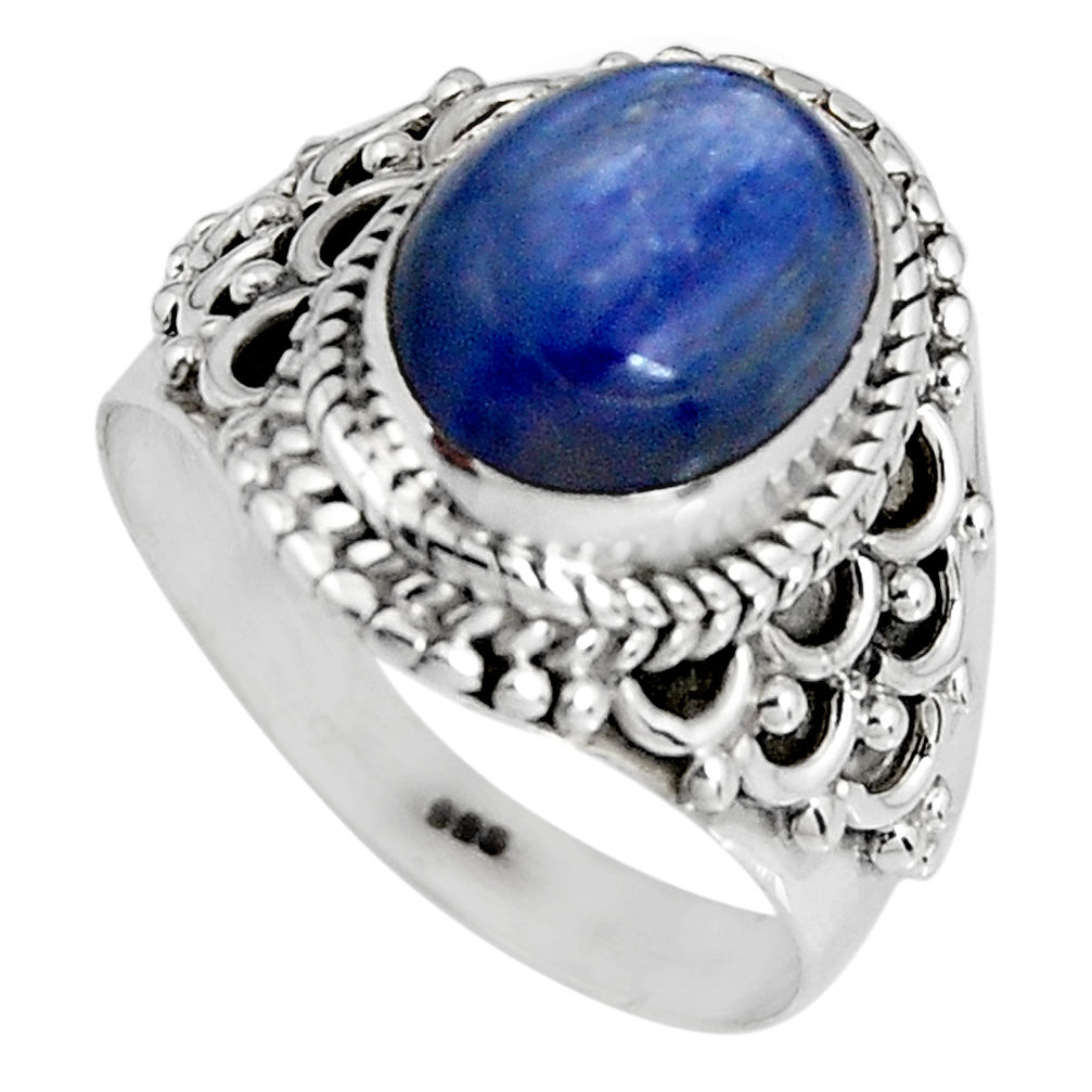 4.51cts natural blue kyanite 925 sterling silver solitaire ring size 6.5 p90572