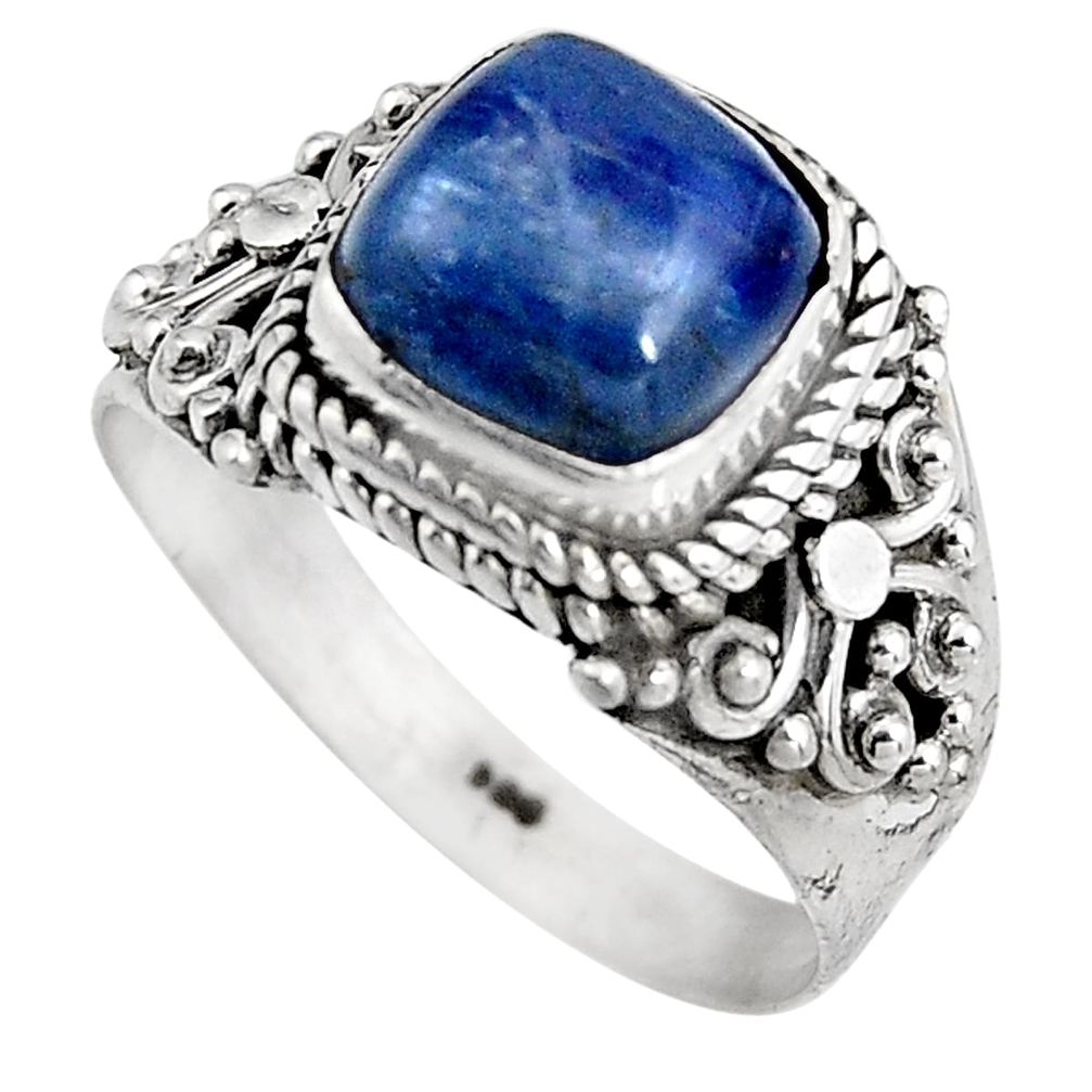 3.39cts natural blue kyanite 925 sterling silver solitaire ring size 7 p92057