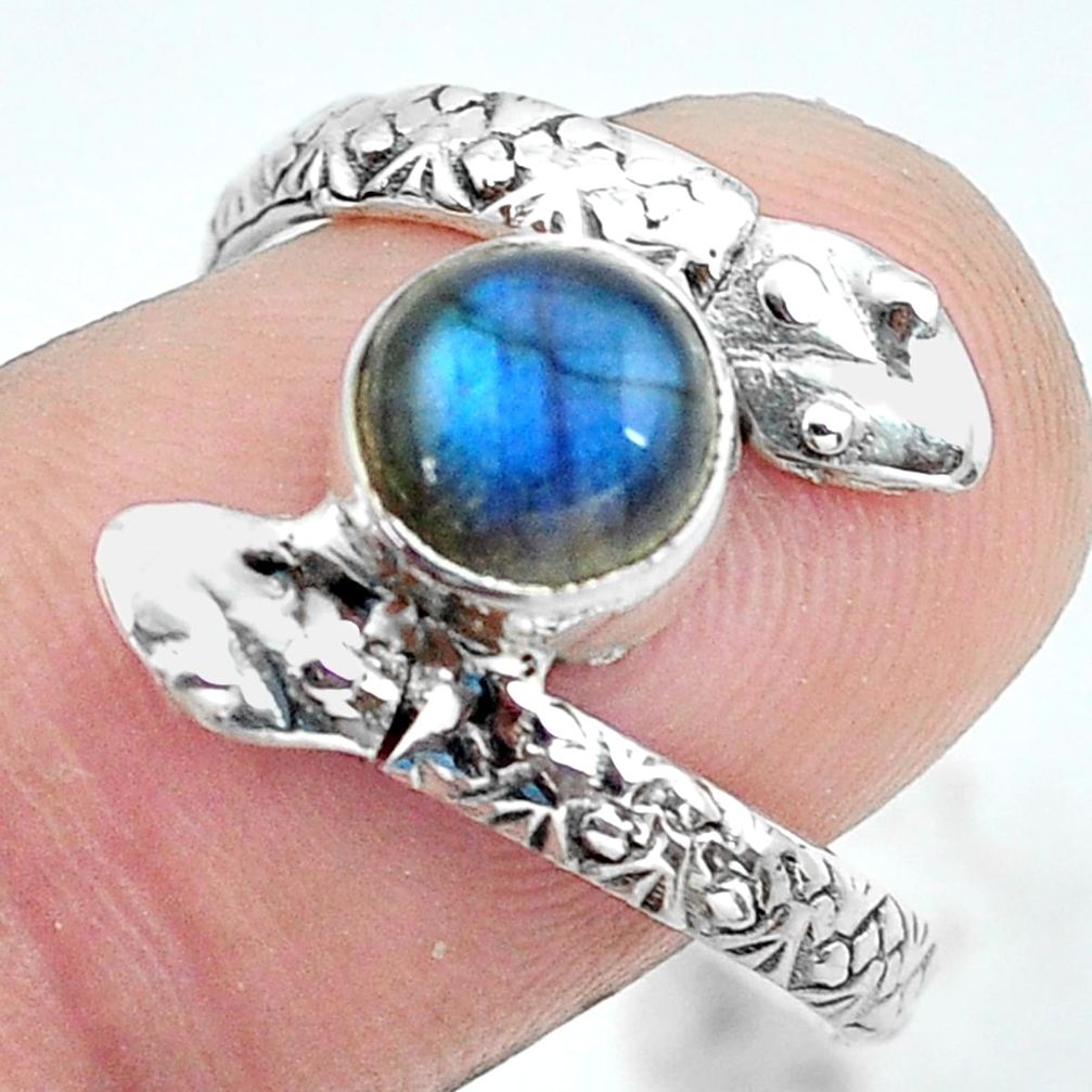 2.40cts natural blue labradorite 925 silver snake solitaire ring size 8.5 p62938