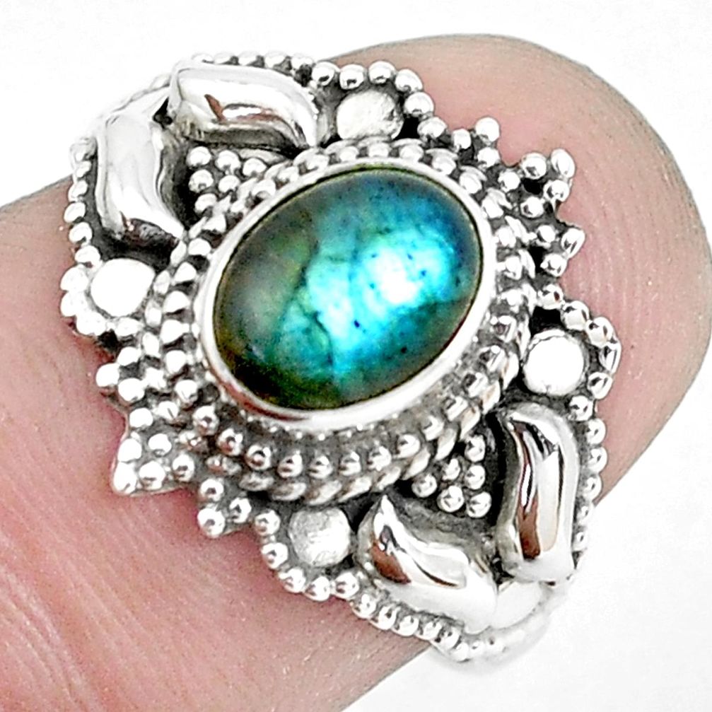 1.82cts natural blue labradorite 925 silver solitaire ring jewelry size 7 d31418