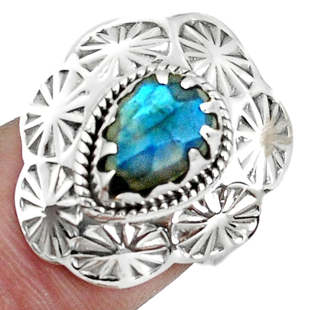 2.81cts natural blue labradorite 925 silver solitaire ring jewelry size 6 p34316