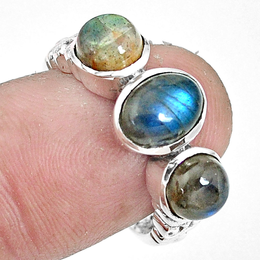 4.38cts natural blue labradorite 925 silver solitaire ring jewelry size 7 p36097