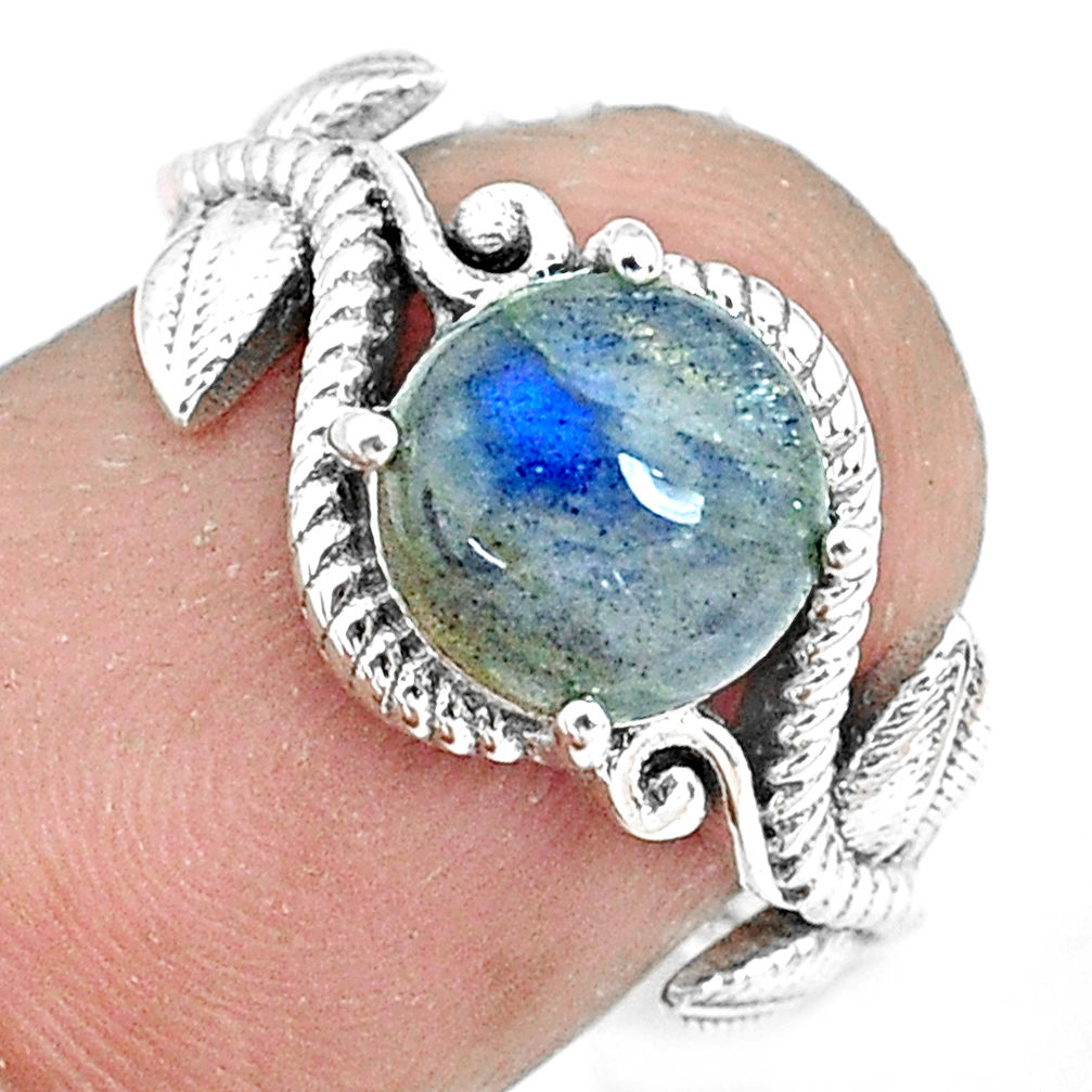 3.19cts natural blue labradorite 925 silver solitaire ring jewelry size 6 p36176