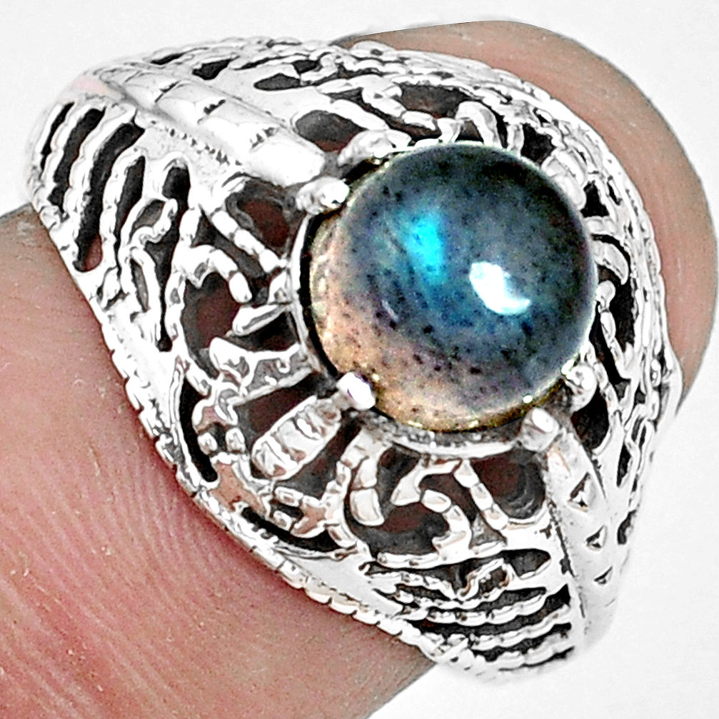 2.56cts natural blue labradorite 925 silver solitaire ring jewelry size 7 p36258