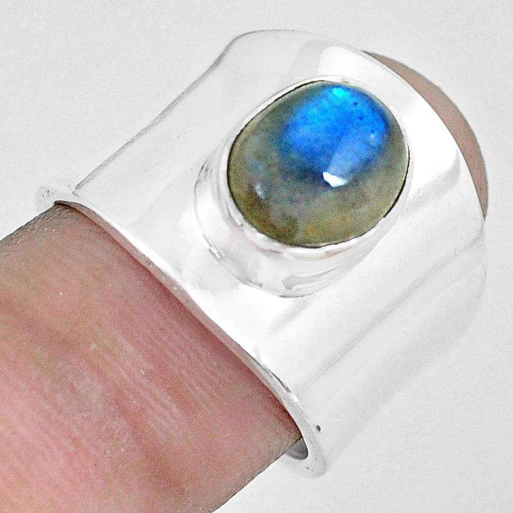 4.40cts natural blue labradorite 925 silver solitaire ring jewelry size 7 p51031