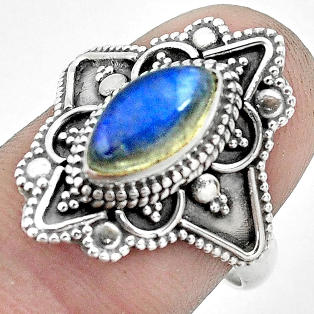 2.55cts natural blue labradorite 925 silver solitaire ring jewelry size 7 p53097