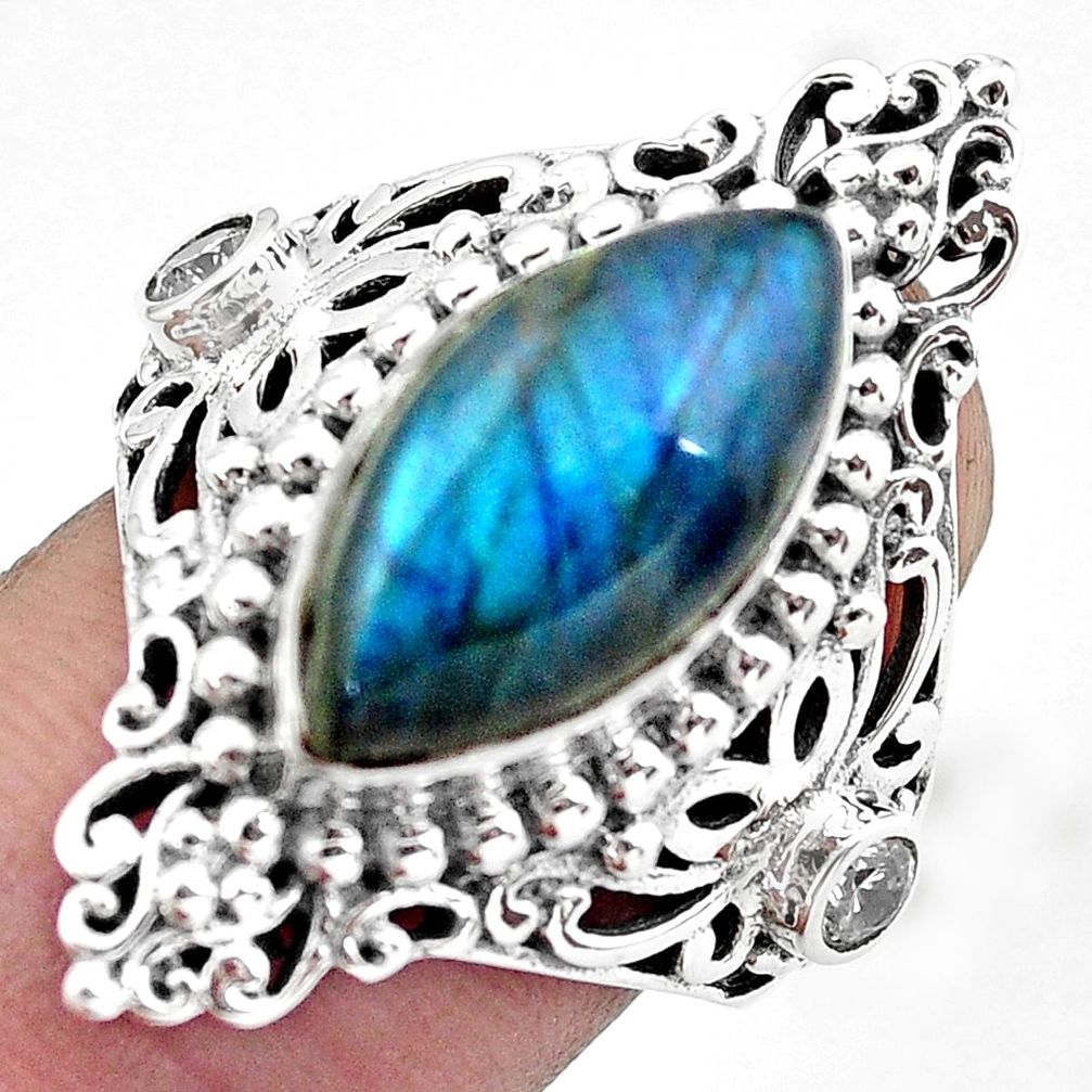 8.96cts natural blue labradorite 925 silver solitaire ring jewelry size 7 p55880