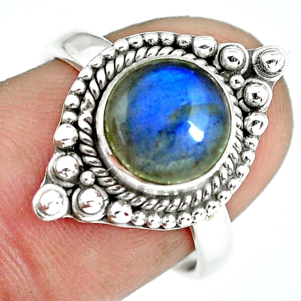 3.47cts natural blue labradorite 925 silver solitaire ring jewelry size 7 p64288