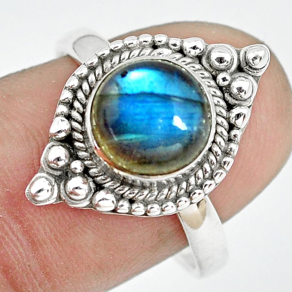 3.43cts natural blue labradorite 925 silver solitaire ring jewelry size 8 p64316