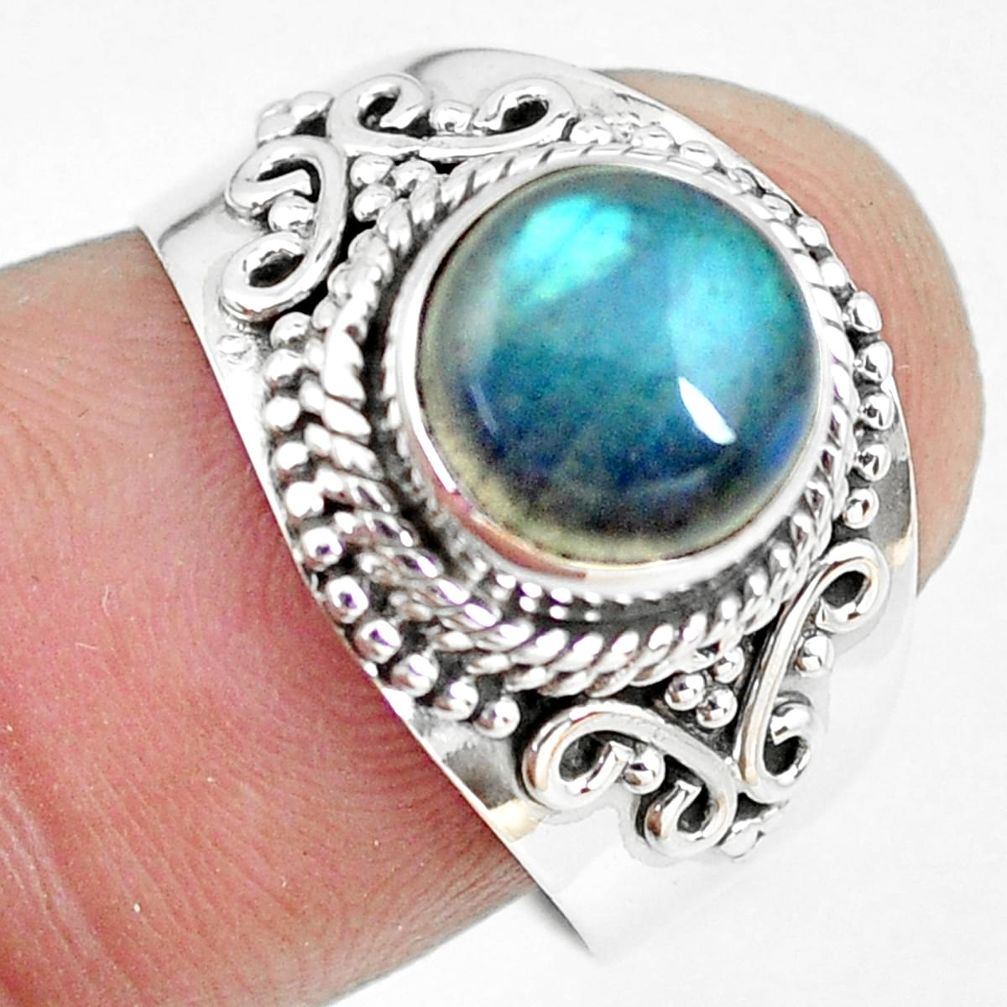 2.98cts natural blue labradorite 925 silver solitaire ring jewelry size 8 p64328