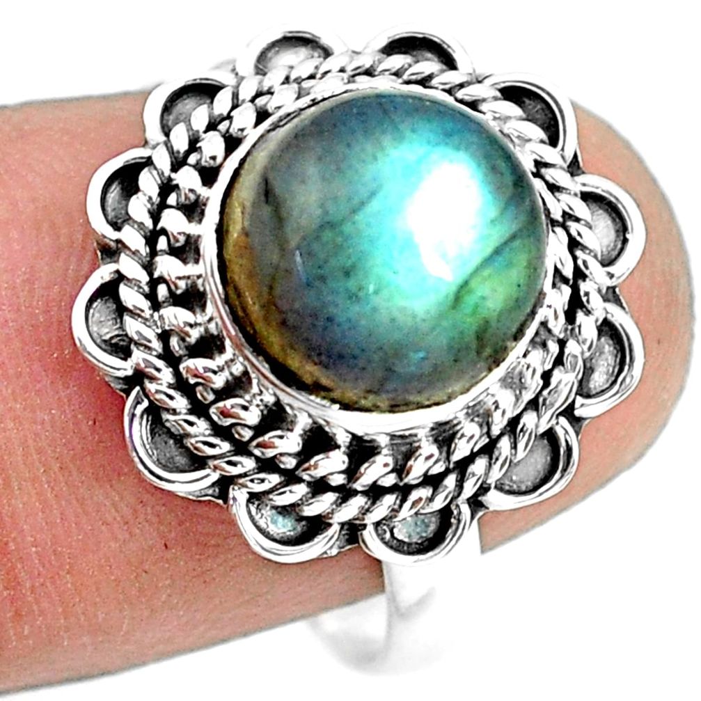 4.69cts natural blue labradorite 925 silver solitaire ring jewelry size 8 p72321