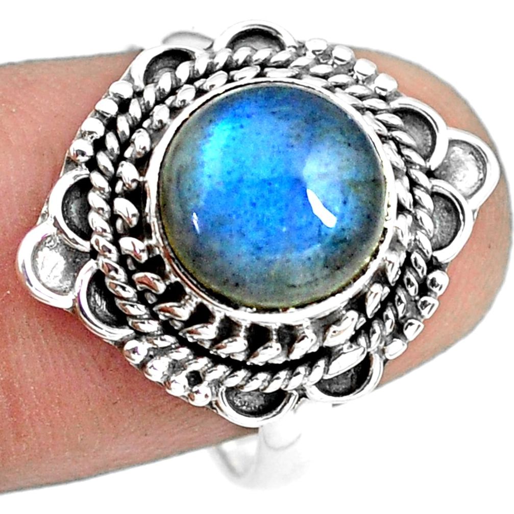 4.90cts natural blue labradorite 925 silver solitaire ring jewelry size 8 p72332