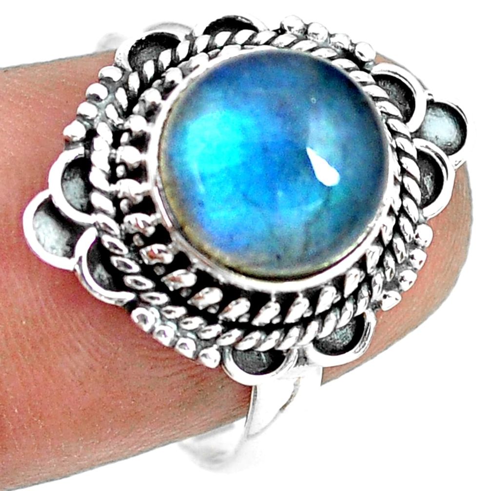 4.89cts natural blue labradorite 925 silver solitaire ring jewelry size 8 p72347