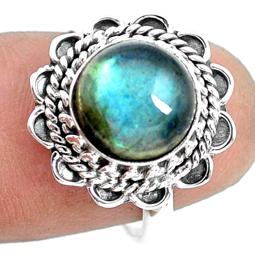 4.67cts natural blue labradorite 925 silver solitaire ring jewelry size 7 p72358