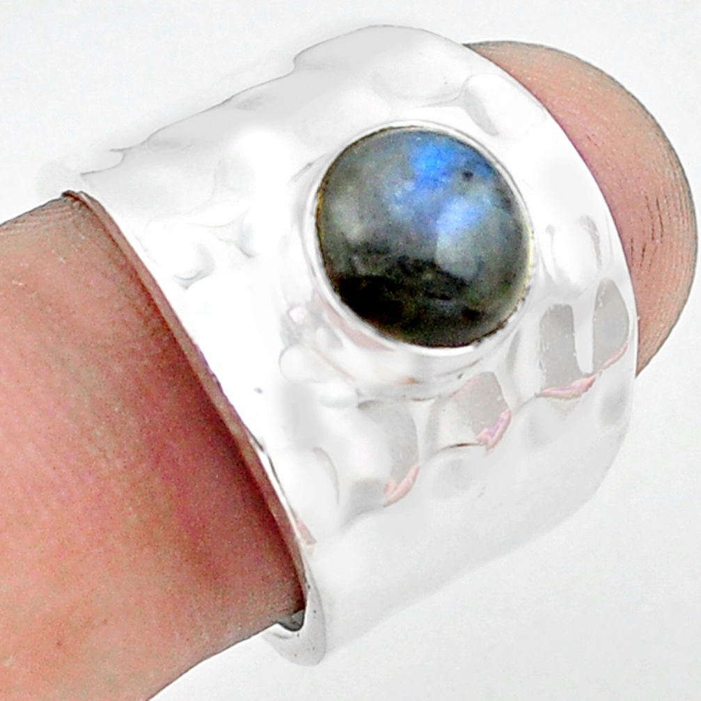 3.53cts natural blue labradorite 925 silver solitaire ring jewelry size 7 p74854