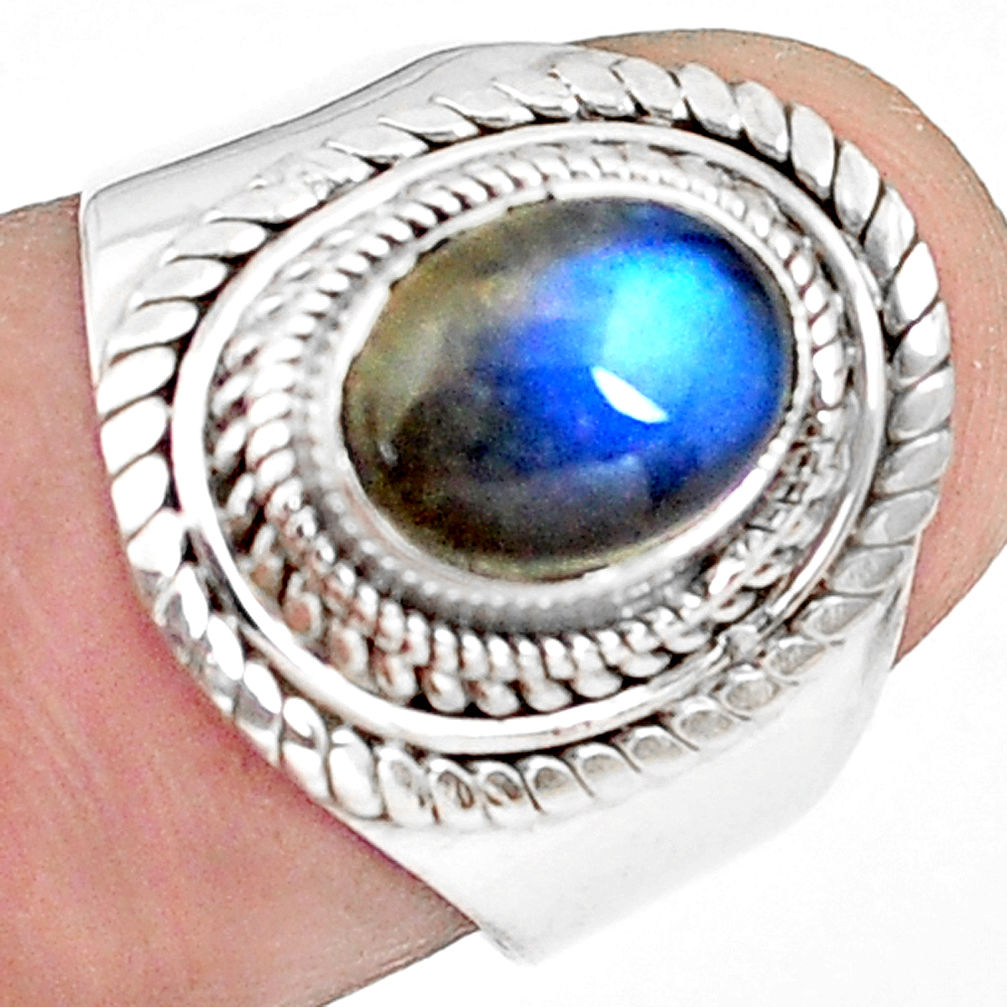 2.93cts natural blue labradorite 925 silver solitaire ring jewelry size 7 p78763