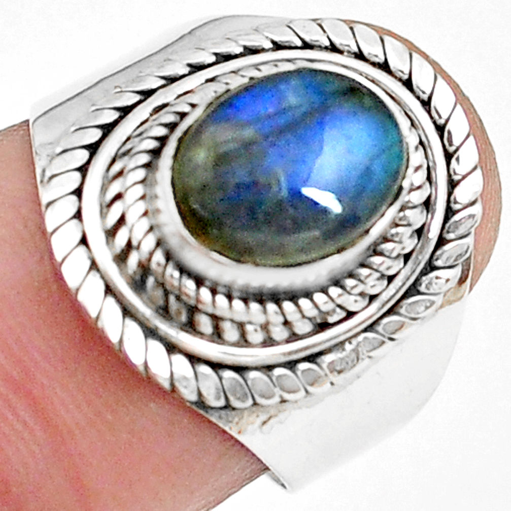 3.01cts natural blue labradorite 925 silver solitaire ring jewelry size 7 p78788