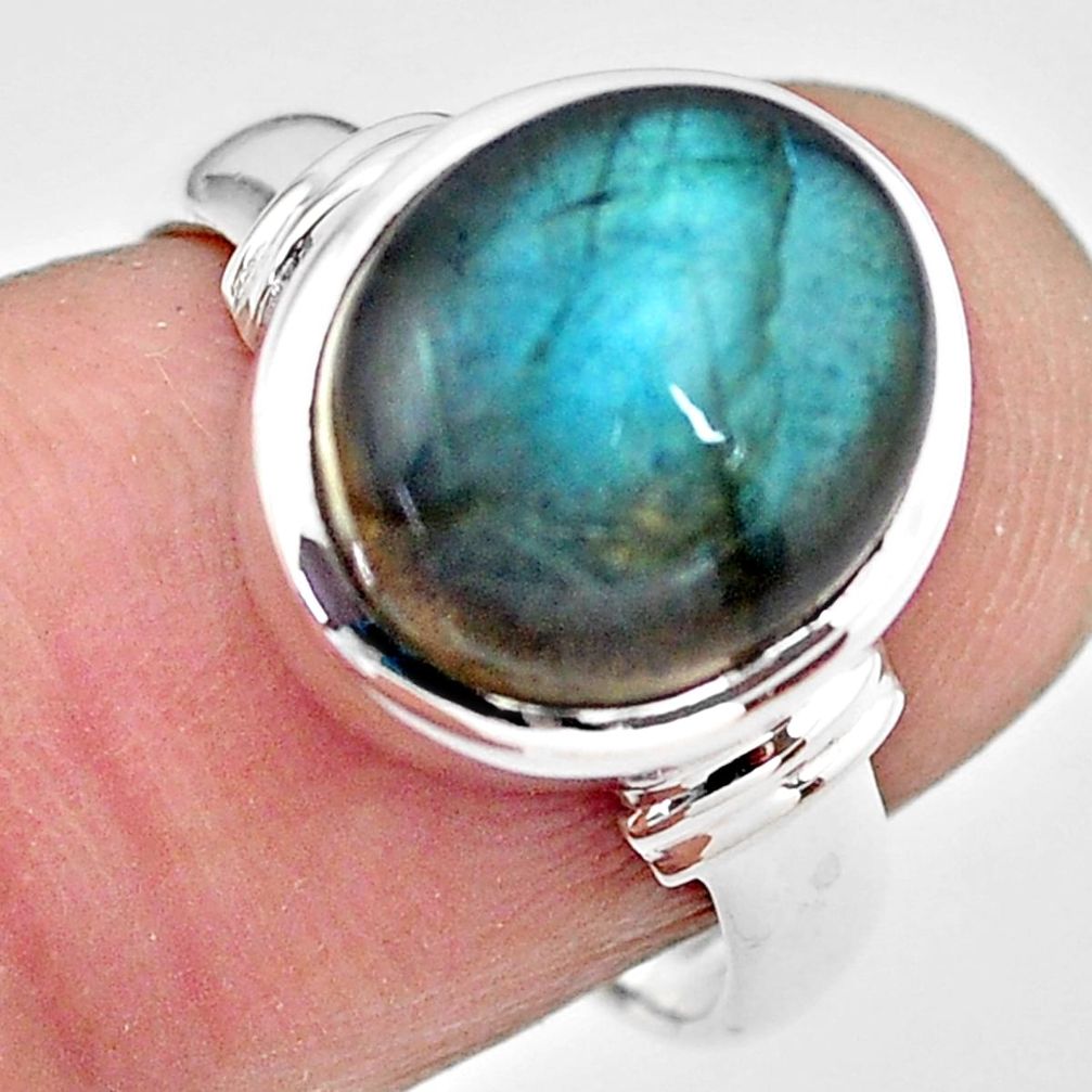 5.30cts natural blue labradorite 925 silver solitaire ring jewelry size 7 p86745
