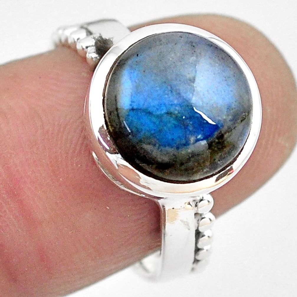 5.11cts natural blue labradorite 925 silver solitaire ring jewelry size 7 p86799