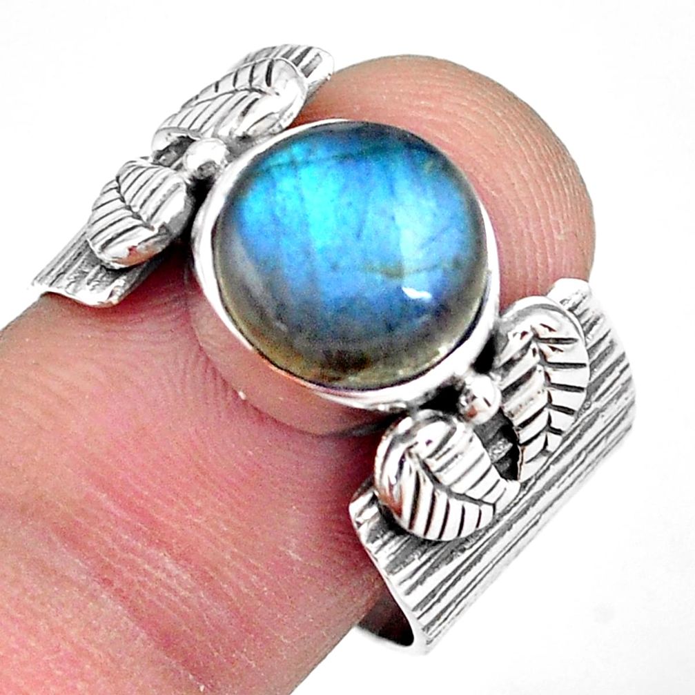 5.51cts natural blue labradorite 925 silver solitaire ring jewelry size 8 p87875