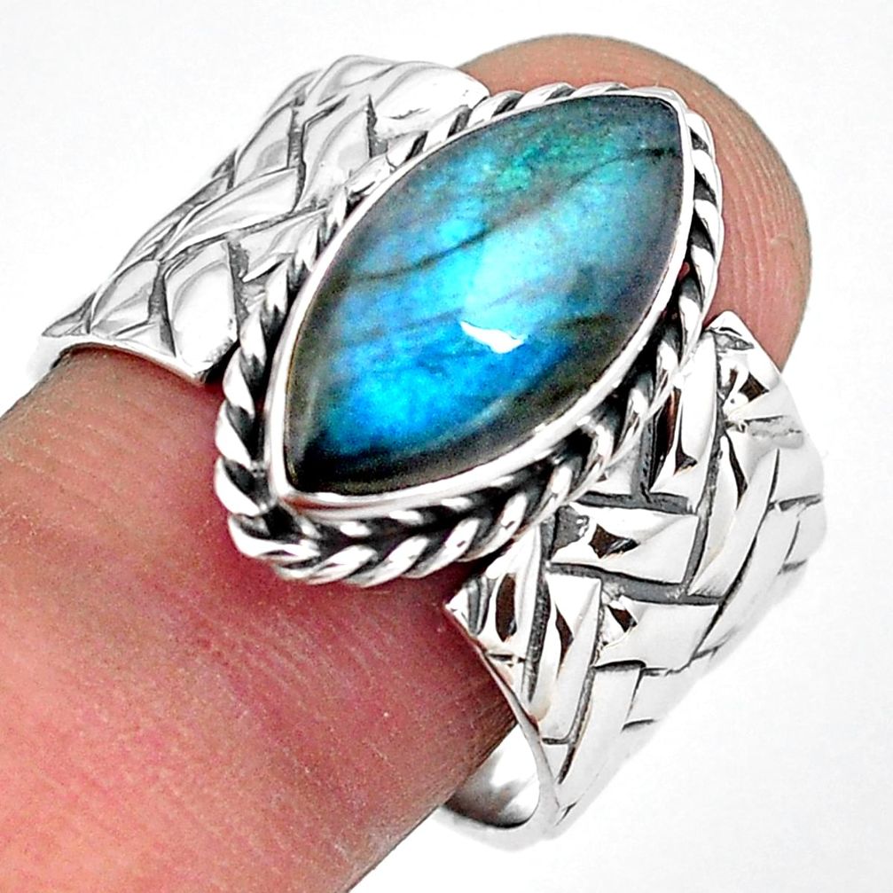 8.78cts natural blue labradorite 925 silver solitaire ring jewelry size 9 p87978