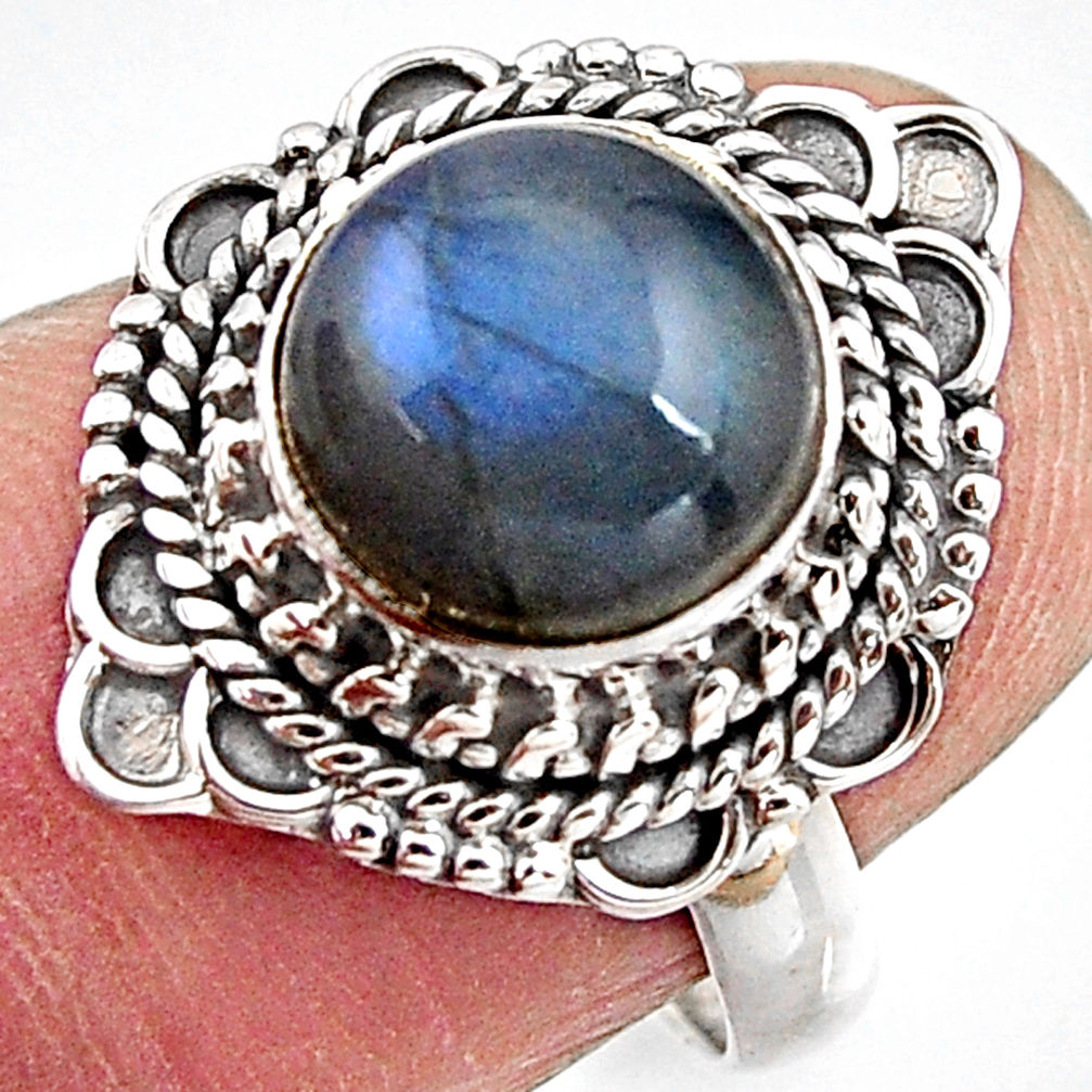 4.84cts natural blue labradorite 925 silver solitaire ring jewelry size 7 p90960