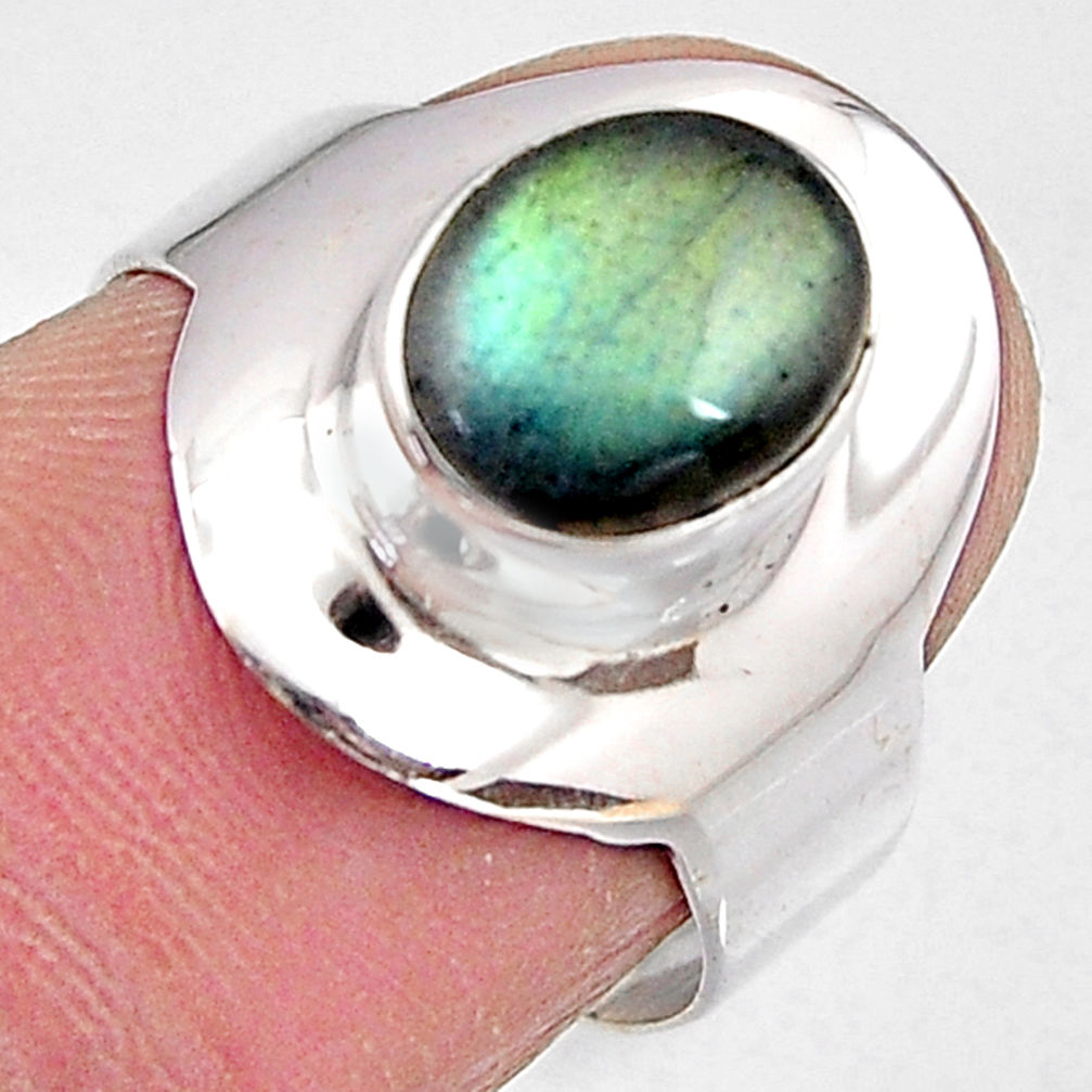 3.29cts natural blue labradorite 925 silver solitaire ring jewelry size 7 p91080