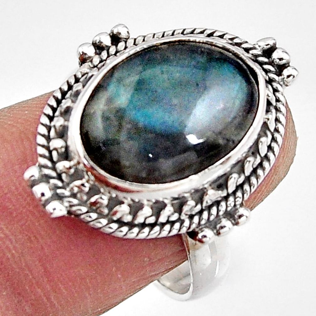 6.58cts natural blue labradorite 925 silver solitaire ring jewelry size 7 p91235