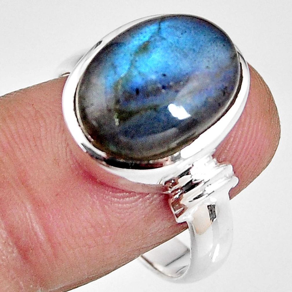 6.62cts natural blue labradorite 925 silver solitaire ring jewelry size 8 p92301