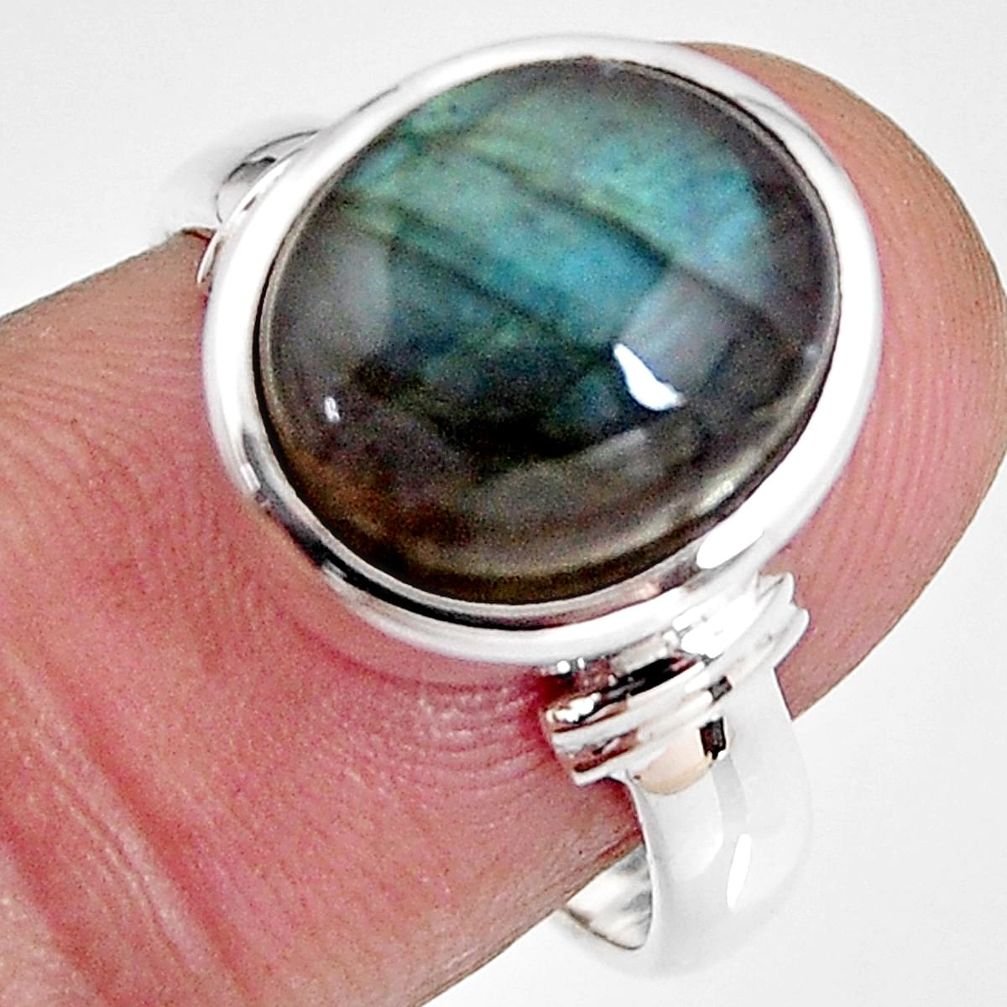 5.42cts natural blue labradorite 925 silver solitaire ring jewelry size 7 p92302