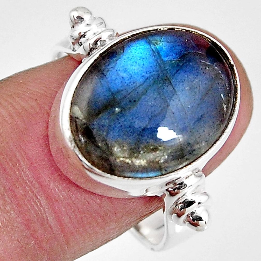 9.42cts natural blue labradorite 925 silver solitaire ring jewelry size 7 p92311