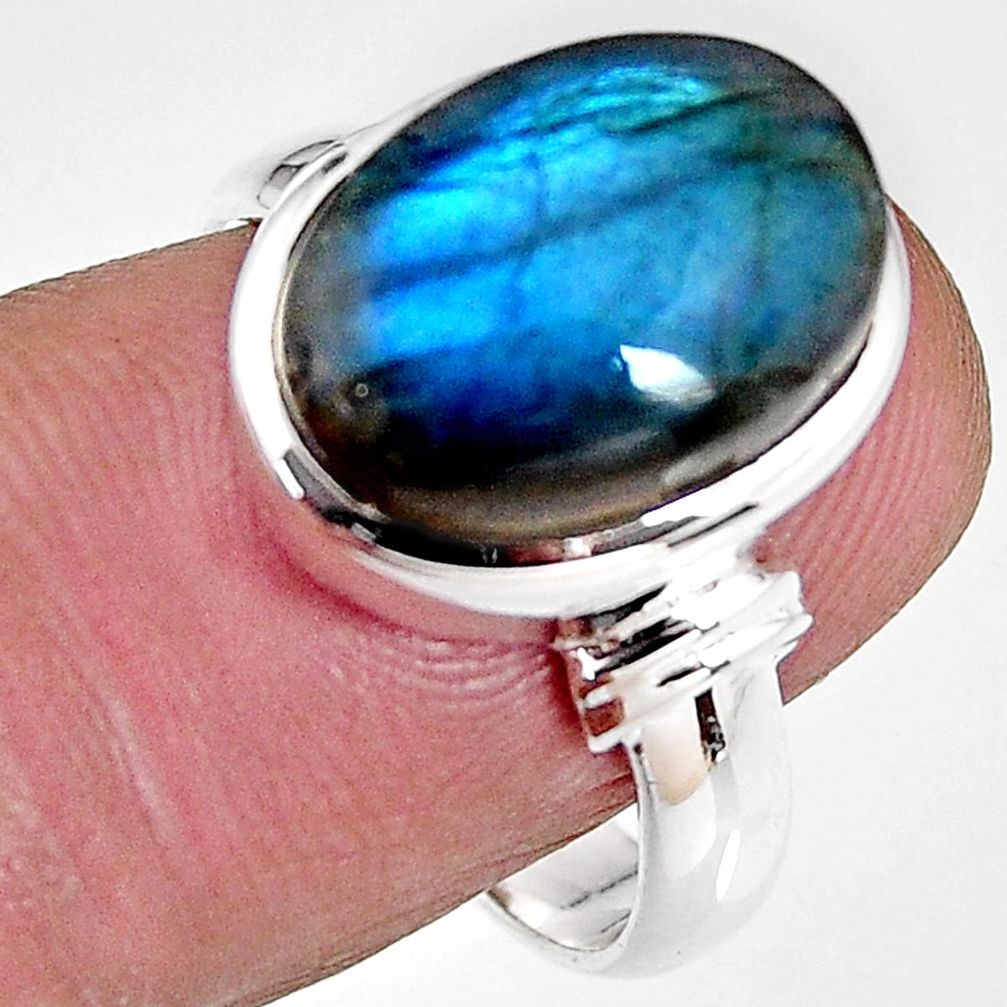 6.83cts natural blue labradorite 925 silver solitaire ring jewelry size 8 p92313
