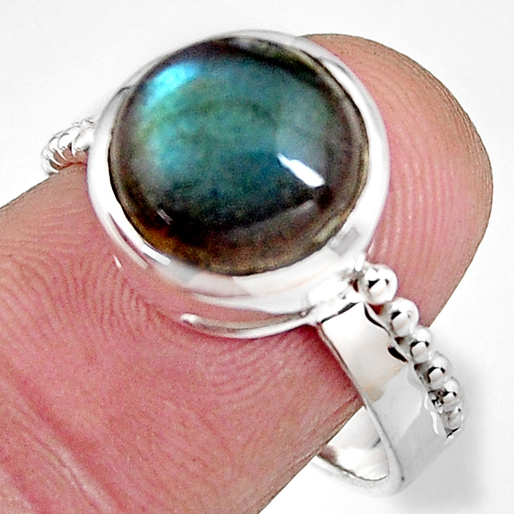 5.16cts natural blue labradorite 925 silver solitaire ring jewelry size 8 p92325