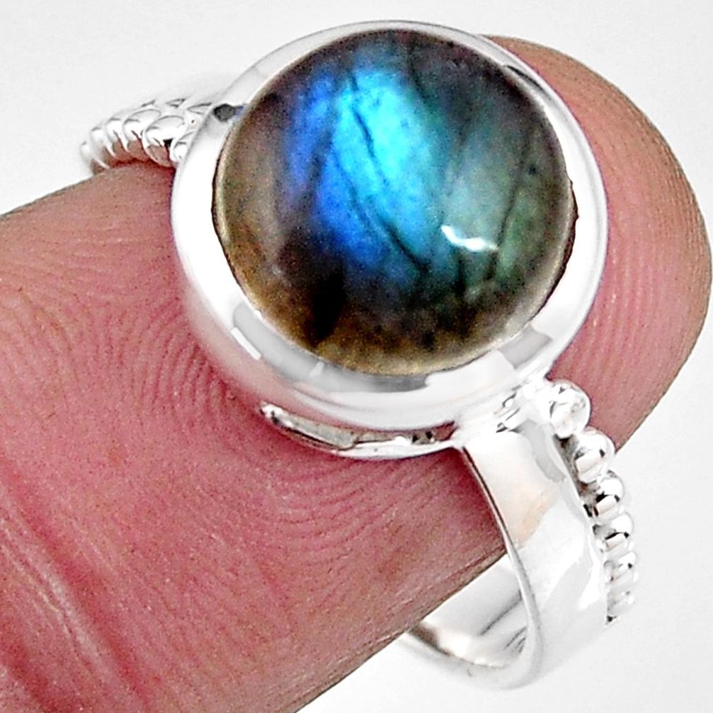 5.38cts natural blue labradorite 925 silver solitaire ring jewelry size 8 p92331