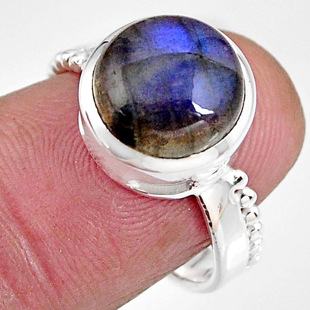 5.16cts natural blue labradorite 925 silver solitaire ring jewelry size 7 p92333