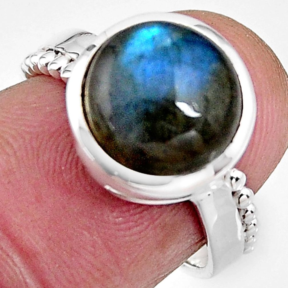 5.16cts natural blue labradorite 925 silver solitaire ring jewelry size 6 p92339