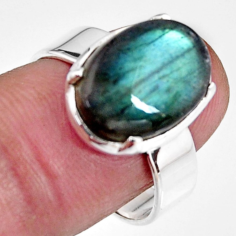 6.48cts natural blue labradorite 925 silver solitaire ring jewelry size 8 p92347