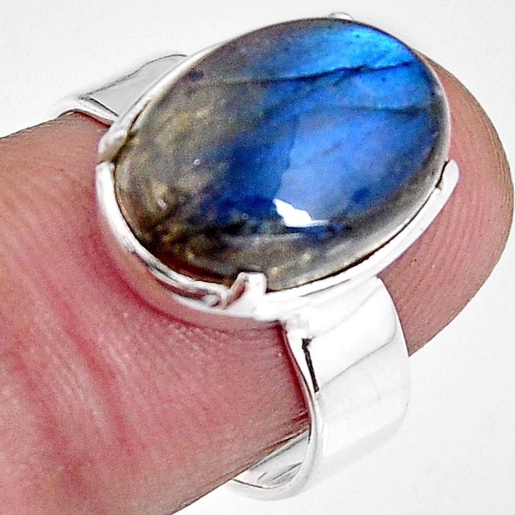 6.48cts natural blue labradorite 925 silver solitaire ring jewelry size 7 p92350