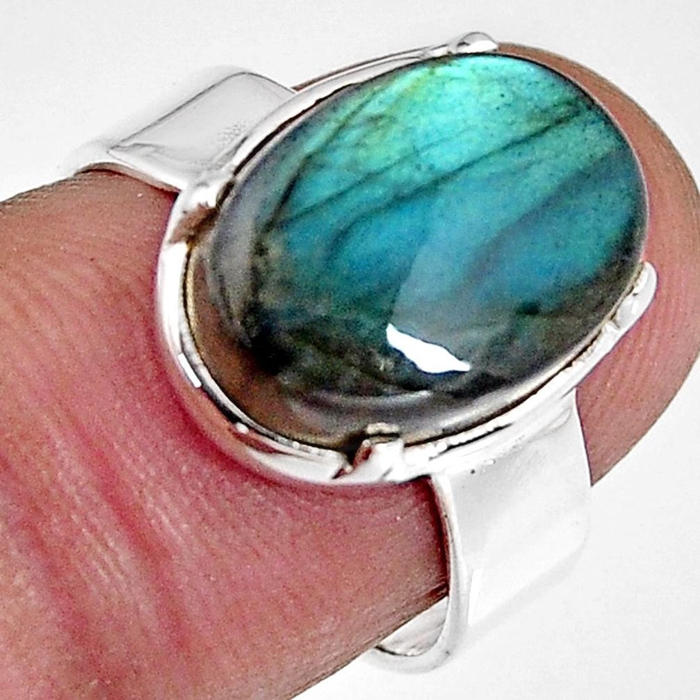 6.27cts natural blue labradorite 925 silver solitaire ring jewelry size 6 p92352
